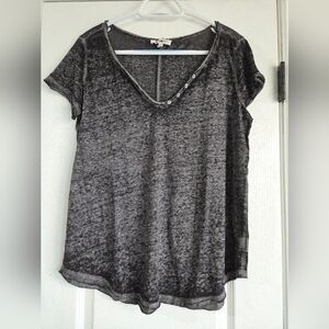 William Rast Washed Charcoal V-Neck Short Sleeve Tee Size L Excellent Condition